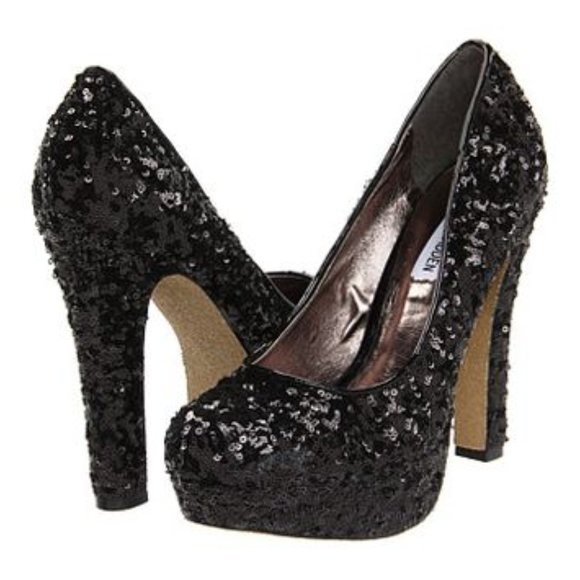 Steve Madden Shoes - Steve Madden P-Rebaa Black Sequin Platform 7.5